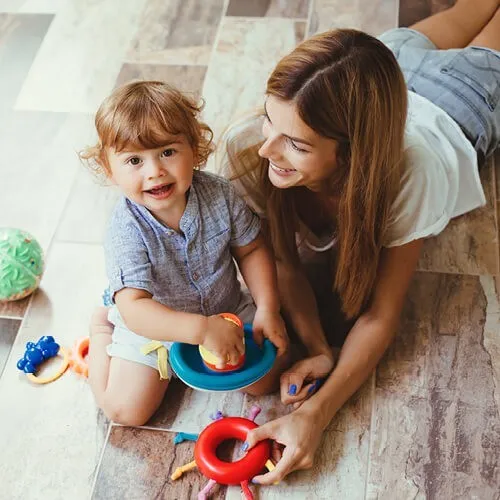 Mom child on vinyl floor | Rigdon Floor Coverings Inc